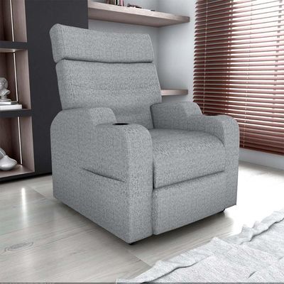Poltrona Do Papai Reclinável Premium Com Porta Copos E Porta Controle Toro Matrix Boucle Cinza