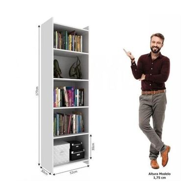 Estante Para Livros Com 04 Prateleiras - Branco Branco
