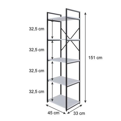 Estante Com 5 Prateleiras 152x45x33cm Yon Branco Tx/est.preta