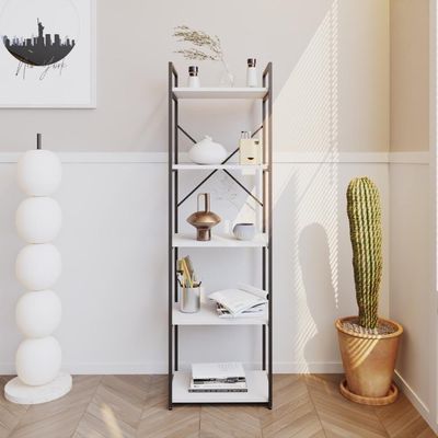 Estante Com 5 Prateleiras 152x45x33cm Yon Branco Tx/est.preta