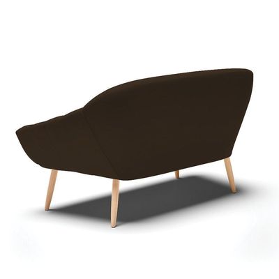Namoradeira 02 Lugares Suede Marrom Pés Palito Natural