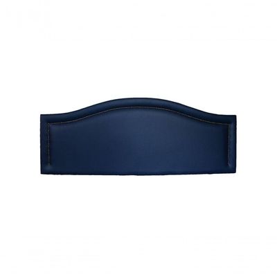 Cabeceira Queen Curva Luxo 160x60 Courino Azul - Tachas Fumê