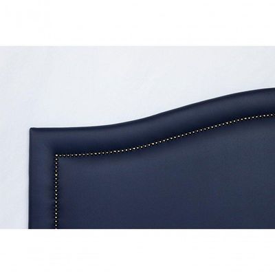 Cabeceira Queen Curva Luxo 160x60 Courino Azul - Tachas Fumê