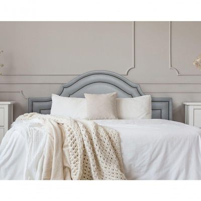 Cabeceira King Luxo 193x60 Courino Cinza Tachas Fumê