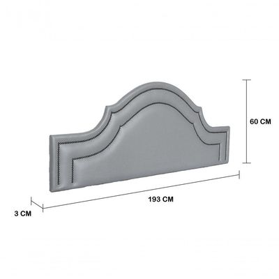Cabeceira King Luxo 193x60 Courino Cinza Tachas Fumê