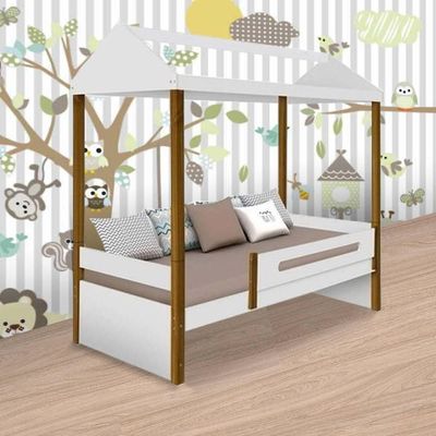 Cama Casa Solteiro Sara Branca Com Colchão