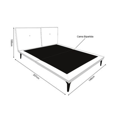 Cama Japonesa Toquio Casal Com Cabeceira Almofada Linho Telha