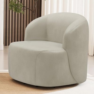 Poltrona Giratória Orgânica Para Sala Living Heidy F04 Veludo Bege - Lyam Decor