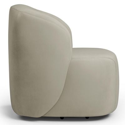Poltrona Giratória Orgânica Para Sala Living Heidy F04 Veludo Bege - Lyam Decor