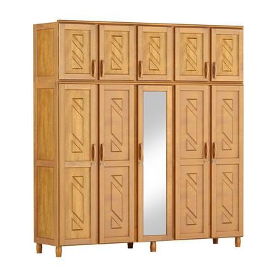 Guarda-roupa Grécia Casal Mel Espelho 10 Portas 3 Gavetas