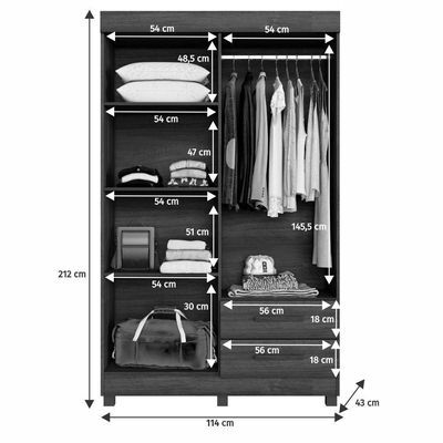 Guarda Roupa Leblon 4 Portas 2 Gavetas 5 Prateleiras Cinamomo