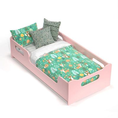 Cama Infantil Com Grade Proteção E Colchão Rosa