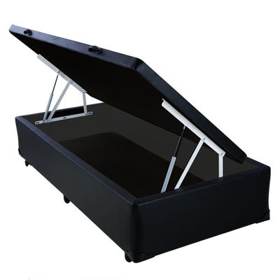 Cama Box Baú Solteiro Extremo Reforçado Homequeen Sintético Preto 41x88x188