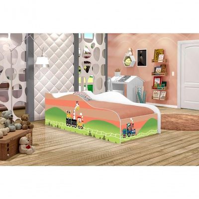 Cama Carro Fun Adesivada Trenzinho Solteiro