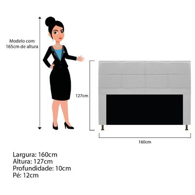 Kit Cabeceira Calçadeira Munique 160cm Queen Branco