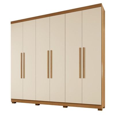 Guarda Roupa Viena 6 Portas 4 Gavetas 10 Prateleiras Cinamomo Off