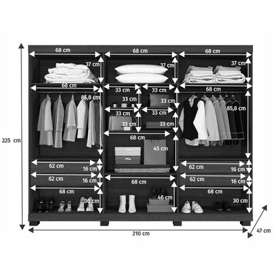 Guarda Roupa Viena 6 Portas 4 Gavetas 10 Prateleiras Cinamomo Off