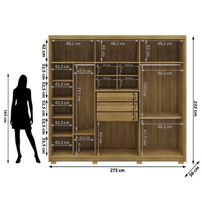 Guarda Roupa Casal 6 Portas 3 Gavetas Dubai Majestic Nature