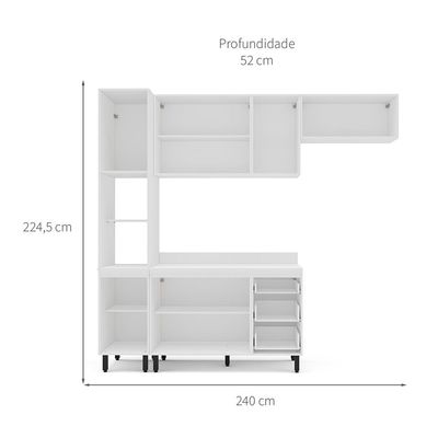 Cozinha Completa com Tampo Meena 8 Portas 3 Gavetas Azul e Branca