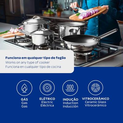 Jogo de Panelas Tramontina Solar em Aço Inox com Fundo Triplo 4 Peças