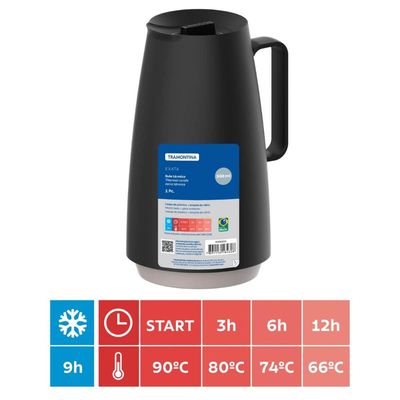 Bule Térmico Exata Tramontina 500ml Garrafa de Café Chá Preto e Bege Pequena