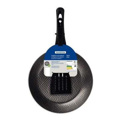 Frigideira Tramontina Paris 24cm Em Alumínio E Revestimento Antiaderente Com Espátula De Nylon Chumbo