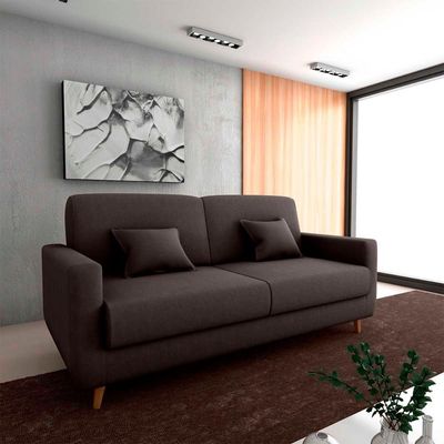 Sofá Cama Premium 3 Lugares 1,90 Larg Emilia Matrix Suede Marrom