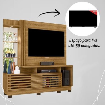 Estante Home Theater 2 Portas Com Espelho Led Frizz Plus - Cumaru