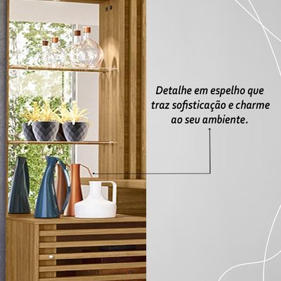 Estante Home Theater 2 Portas Com Espelho Led Frizz Plus - Cumaru