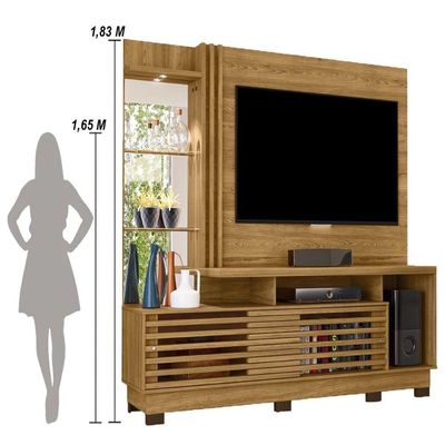 Estante Home Theater 2 Portas Com Espelho Led Frizz Plus - Cumaru