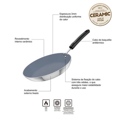 Frigideira 28cm Profissional 2l Com Revestimento Cerâmico Tramontina