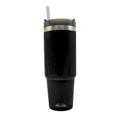 Pote Vidro Hermético Marmita 1l E Copo Com Canudo 900ml Preto