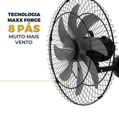 Ventilador de Parede Britânia 60cm 8 Pás Turbo BVT675 127V