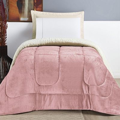 Coberdrom Sherpa E Flannel Everest Solteiro Manta Alta 150g 01 Peça - disponível na cor Rosa Secreto