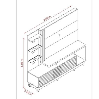 Estante Home Theater Frizz Plus Para Até 60 Polegadas Com Rodízios 2 Portas - Madetec Móveis Cumaru