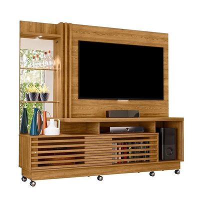 Estante Home Theater Frizz Plus Para Até 60 Polegadas Com Rodízios 2 Portas - Madetec Móveis Cumaru
