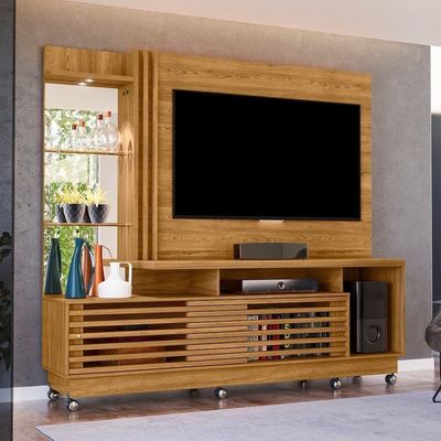 Estante Home Theater Frizz Plus Para Até 60 Polegadas Com Rodízios 2 Portas - Madetec Móveis Cumaru
