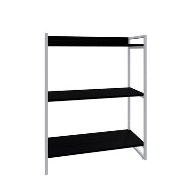Estante Kuadra 80x40x104cm C/03 Prateleiras Preto ônix / Est.branca Preto ônix / Est.branca