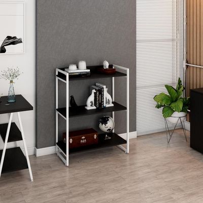 Estante Kuadra 80x40x104cm C/03 Prateleiras Preto ônix / Est.branca Preto ônix / Est.branca