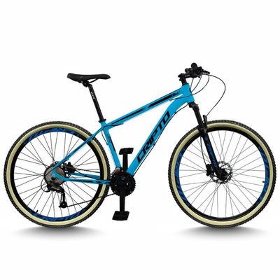Bicicleta Aro 29 Cripto 24 Marchas Freios Disco E Suspensão Pneu Bege - Azul Pantone/preto - 17" Azul Pantone/preto