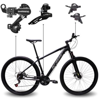 Bicicleta Aro 29 Bike Ksw Xlt Shimano Freio Hidráulico 21 Marchas Preto Fos -ad Prata 21