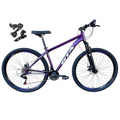 Bicicleta Aro 29 Gta Start Mtb Alumínio 21v Câmbios Shimano Freio A Disco - Roxo Tam.17