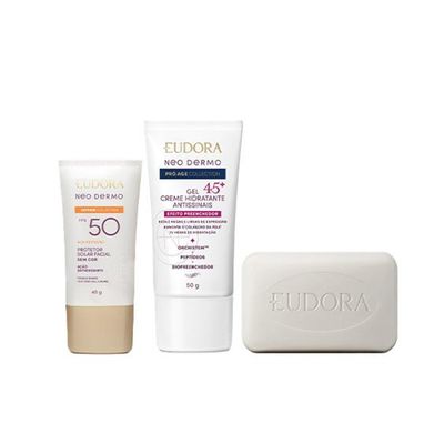 Combo Eudora Tratamento facial | Protetor Solar 50P | Creme Anti-Sinais | Sabonete Anti Acne