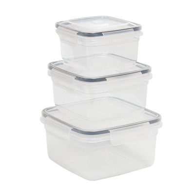 Kit 3 Potes Quadrados Herméticos Transparente