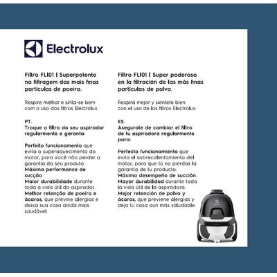 Kit 3 Filtros ORIGINAIS para Aspirador de Pó LTI31 (FLI01) Electrolux Não se aplica