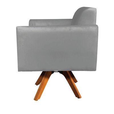 Poltrona Marisa Suede Grafite Base Madeira
