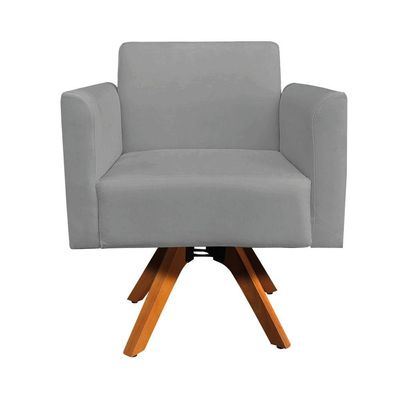 Poltrona Marisa Suede Grafite Base Madeira