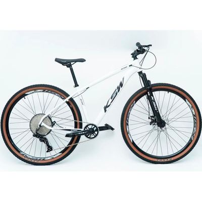 Bicicleta Aro 29 Ksw 12 Vel Alumínio Suspensão 80mm Freios A Disco Branco -ad Preto 17