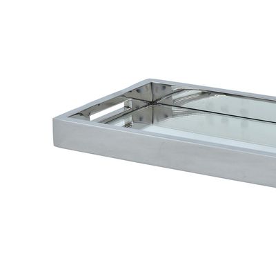 Bandeja retangular em aço inox com espelho Fracalanza 30x17x3cm