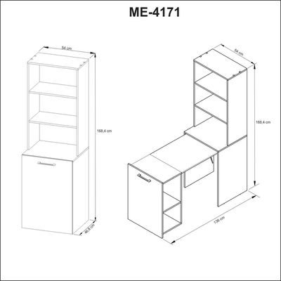 Armário Mesa Multiuso 54x136x168,4cm Retrátil Bancada ME4171 Branco Tecnomobili Dobravél